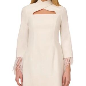 New Aidan Mattox Cream Longsleeve Mini Dress